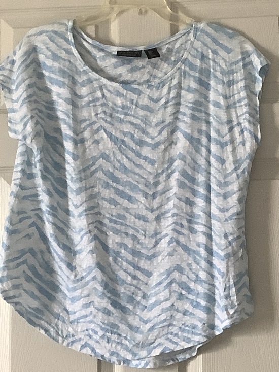 Tahari Tops - Tahari Light Blue Zebra-Print Short Sleeve Tee